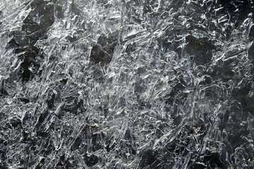 Closeup of black ice texture