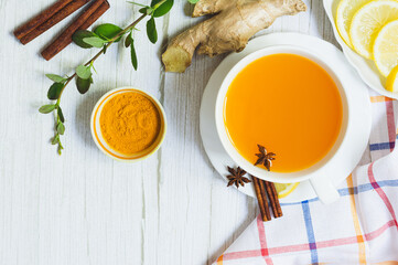  Turmeric Powder tea with Ginger Honey and Lemon