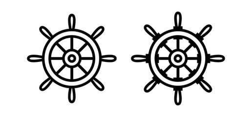 Steering wheel icon. Captain's steering wheel. Ship wheel. Isolated vector illustration on a white background. - obrazy, fototapety, plakaty