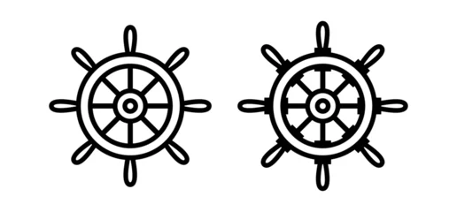 Deurstickers Steering wheel icon. Captain's steering wheel. Ship wheel. Isolated vector illustration on a white background. © Sergey