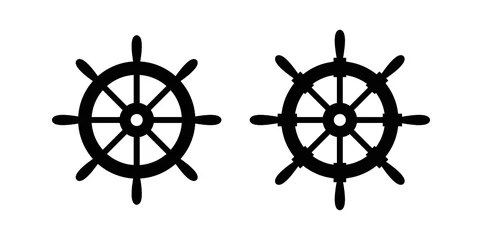 Deurstickers Steering wheel icon. Captain's steering wheel. Ship wheel. Isolated vector illustration on a white background. © Sergey