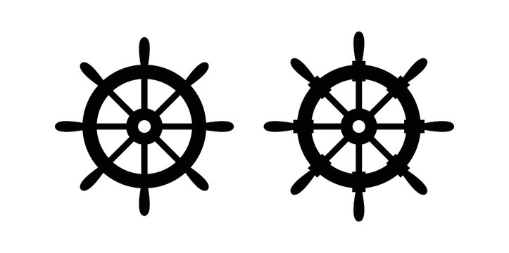 Steering wheel icon. Captain's steering wheel. Ship wheel. Isolated vector illustration on a white background.