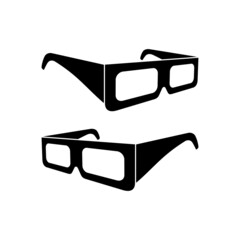 3d glasses icon. Glasses for watching movies in the cinema. Isolated raster illustration on a white background.