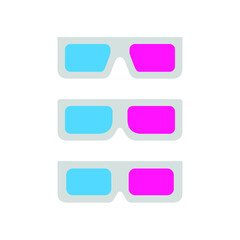 3d glasses icon. Glasses for watching movies in the cinema. Isolated vector illustration on a white background.