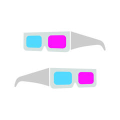 3d glasses icon. Glasses for watching movies in the cinema. Isolated vector illustration on a white background.