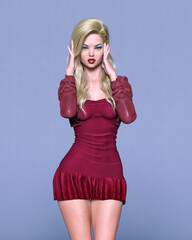 Fototapeta premium Beautiful woman in short mini skirt.
