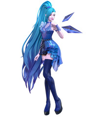 3D comics cosplay anime girl.