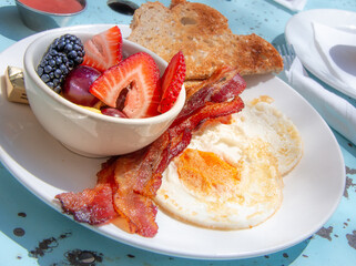 Classic eggs and bacon breakfast