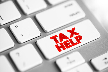 Tax Help text button on keyboard, concept background
