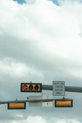 Closeup to freeway traffic lights in the city