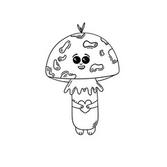 Illustration mushroom fly agaric, hand-drawn