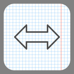 Arrow, two side simple icon vector. Flat desing. On graph paper. Grey background.ai