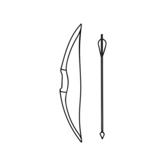 Bow with arrow doodle illustration in vector. Hand drawn bow with arrow illustration in vector.