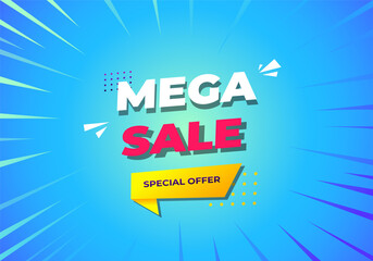 Vector illustration super sale blue banner template design, Big sales special offer. Web banner modern fluid for social media stories sale