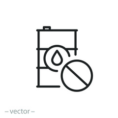 barrel oil ban icon, forbidden storage or use stamp, thin line symbol on white background - editable stroke vector illustration © Yurii