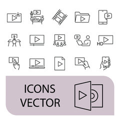 video icons set . video pack symbol vector elements for infographic web