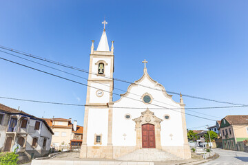 Parish church at Sabugosa town, municipality of Tondela, district of Viseu, province of Beira Alta, Portugal - obrazy, fototapety, plakaty
