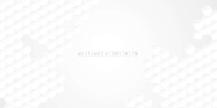 Embossed hexagon, abstract honeycomb, white background, light and shadow. Vector.