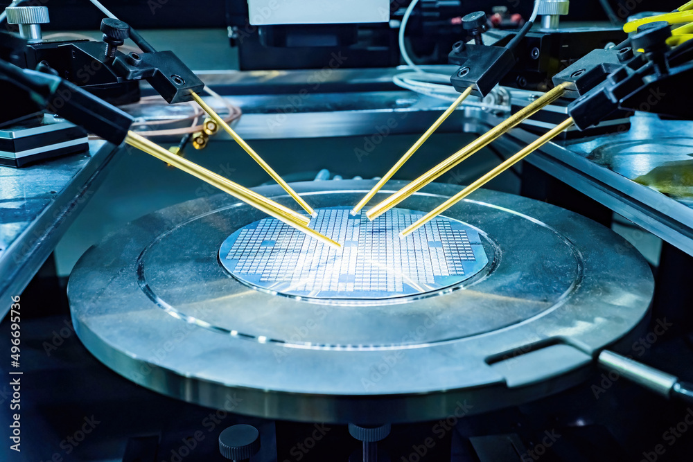 Aufkleber study of test sample of transistor microcircuit. pcb production. equipment for testing microcircuits