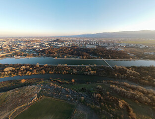 Aerial panorama of Rowing Venue in Plovdiv, Bulgaria