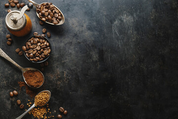 Coffe concept with coffee beans - obrazy, fototapety, plakaty
