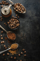Coffe concept with coffee beans - obrazy, fototapety, plakaty
