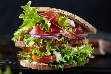 Healthy sandwich with prosciutto