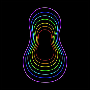 Spiritual growth, Rainbow color marked layers of the male body. The etheric, emotional, metallic, astral, celestial, and causal layers. Isolated vector on white background