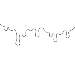 Dripping Paint Dripping liquid. Paint flows. Silhouette single line on a white background, isolated vector illustration.
