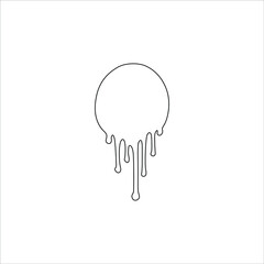 Paint drips. Dripping liquid. Continuous line drawing, tattoo, print for clothes and logo design, silhouette single line on a white background, isolated vector illustration.