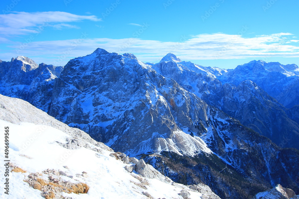 Poster Snowy mountains of Slovenian Alps