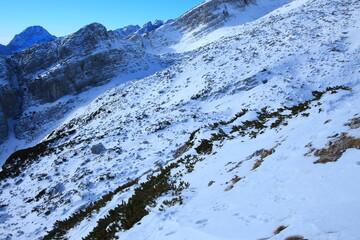 Snowy mountains of Slovenian Alps