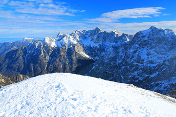 Snowy mountains of Slovenian Alps