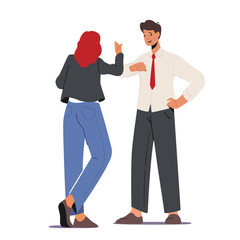 Fototapeta premium Male and Female Characters Greeting Each Other Hitting with Elbows. Alternative Noncontact Greetings, Social Distancing