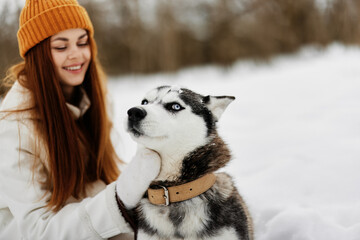 cheerful woman on the snow walk play rest Lifestyle