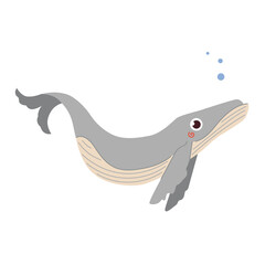 Obraz premium Cute whale vector illustration isolated on a white background. Sea ocean animal character