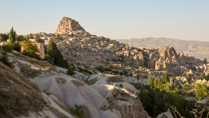 Fototapeta na wymiar Rock formations and caves in Cappadocia, Turkey