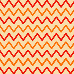 Seamless zigzag pattern with red and orange stripes on white background