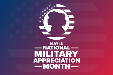 May is National Military Appreciation Month. Holiday concept. Template for background, banner, card, poster with text inscription. Vector EPS10 illustration.