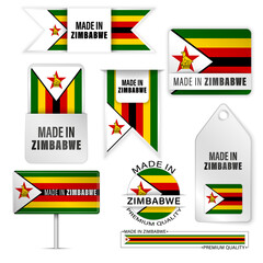 Made in Zimbabwe graphics and labels set. - obrazy, fototapety, plakaty