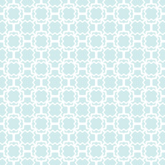 Vector abstract seamless mesh pattern. Subtle blue and white ornament texture with curved grid, wavy net, lattice, floral shapes. Simple ornamental background. Repeat design print, decor, wallpaper