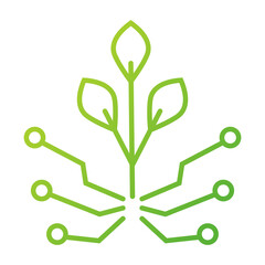 Smart farm icon.Agricultural technology.Farm logo.Eco tech emblem.Isolated on white background.Line art vector illustration.