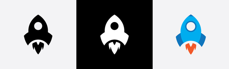 Spaceship simple icon in flat design for apps and website. Rocket icon symbol, vector illustration.