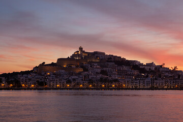 sunset over the Eivissa city. Ibiza island - 496705554