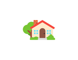 House with Garden vector flat emoticon. Isolated House And Tree illustration. House icon