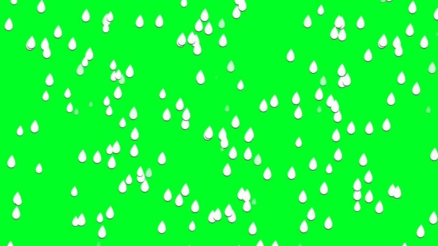 View of water drop animation against green screen. Rain animation using for all purpose