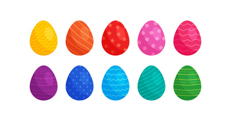 Easter egg rainbow vector icon, cartoon rainbow eggs set isolated on white background. Spring holiday illustration