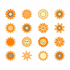 Flower shape set Floral logo Colorful geometric shape Vector EPS 10