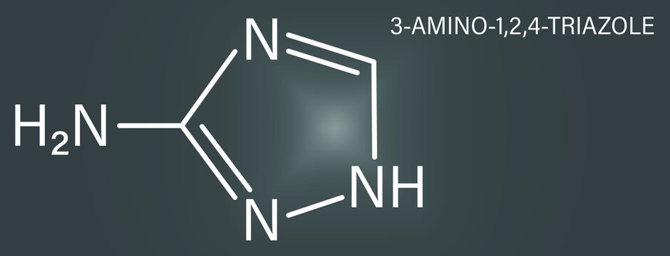 3-Amino-1,2,4-triazole (3-AT, Amitrol)  herbicide molecule. Skeletal formula.