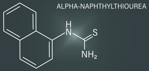 Alpha-naphthylthiourea (ANTU) rodenticide molecule. Skeletal formula.